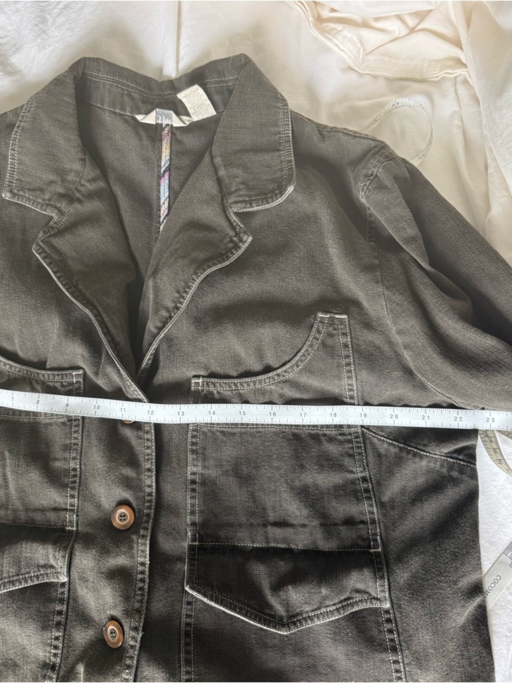 J. Jill Womens Cotton Army Green Military Utility Denim Jacket Size XL - Picture 12 of 13